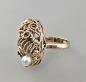 Preview: Filigraner Gold-Ring mit Perle