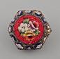 Preview: Glasmosaik-Brosche Millefiori Sechseck D3cm