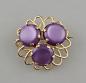 Preview: Vintage Brosche Modeschmuck Amethystfarbene Cabochons