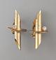 Preview: Vintage Ohrclips Modeschmuck geometrisch weiße Steine 4x2cm