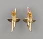 Preview: Vintage Ohrclips Modeschmuck geometrisch weiße Steine 4x2cm