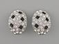 Preview: Vintage Ohrclips Modeschmuck weiße schwarze Steine Strass 2x2,5cm
