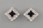 Preview: Vintage Ohrclips Modeschmuck weiße schwarze Steine Strass 2x2cm