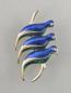 Preview: Modeschmuck-Brosche Vintage blau emailliert Vögel Strasssteine