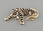 Preview: Modeschmuck-Brosche Vintage vergoldet Tiger grüne Strass-Augen