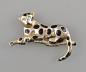 Preview: Modeschmuck-Brosche Vintage Leopard vergoldet Strasssteine