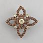 Preview: Modeschmuck-Brosche Vintage gelb / braune Strasssteine