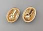 Preview: Modeschmuck-Ohrclips Vintage vergoldet blau emailliert
