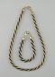 Preview: Modeschmuck-Kette mit Armband Vintage schwarz-goldenes Flechtband