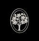 Preview: Jugendstil Brosche Baum mit Onyx, Swarovski und Perlen