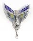 Preview: emaillierte Jugendstil Brosche Elfe Perle Swarovski