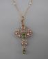 Preview: Jugendstil Collier mit Peridot, Rubin, Perlen