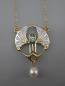 Preview: Jugendstil Collier Blautopas emailliert Perle