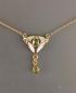 Preview: vergoldetes Collier Emaille hellgrün Peridot Jugendstil