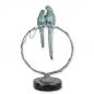 Preview: Bronze Skulptur Papageienpaar auf Ring