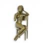 Preview: Bronze Skulptur halbnackte Frau auf Stuhl
