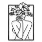 Preview: Wand-Dekor Metall Scherenschnitt-Art Frau mit Blumen