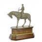 Preview: Bronze Skulptur Pferd Reiter Jockey auf Holzsockel