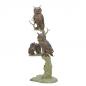 Preview: Bronze Skulptur 4 Eulen auf Baum