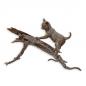 Preview: Bronze Skulptur Katze und Maus auf Ast