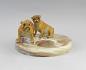 Preview: Visitenkartenschale mit Bronze Bulldoggen-Paar