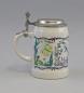 Preview: Bierkrug bunt bedruckt Zinndeckel 0,6 Liter