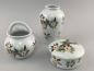 Preview: Porzellan Vase Dose Korb Vogeldekor Blumen Art déco