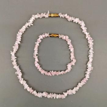 Collier und Armband Rosenquarz