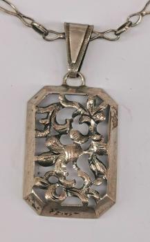 Kette mit Anhänger floral 900er Silber
