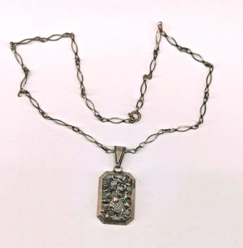 Kette mit Anhänger floral 900er Silber
