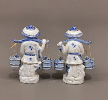Nippesfigurenpaar asiatische Wasserträger / Fischer
