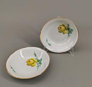 2 handgemalte Kompottschalen gelbe Rose