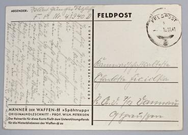 Feldpost Männer der Waffen-SS "Spähtrupp" Petersen