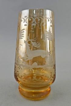 handgeschliffenes Glas Jagdmotiv