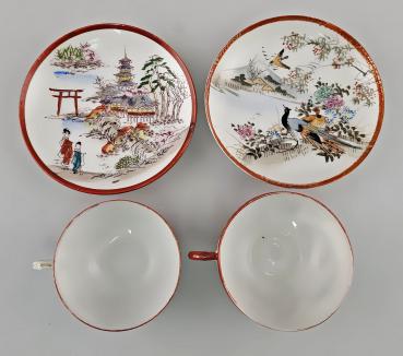 2 Mokkatassen asiatisches Motiv
