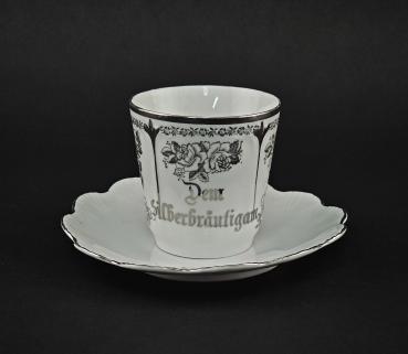 Silberhochzeitstasse "Dem Silberbräutigam"