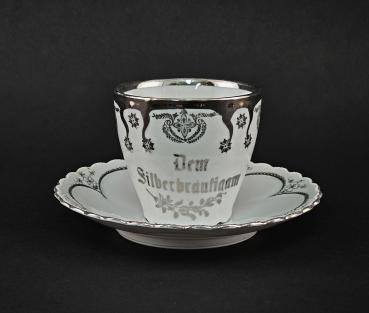 Silberhochzeitstasse "Dem Silberbräutigam"