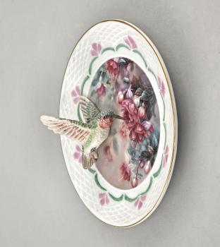Sammelteller Wand-Teller Fuchsia Fantasy Kolibri 1988