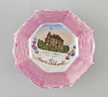 Andenken-Korbschale Etzelbach Genesungheim rosa lüstriert