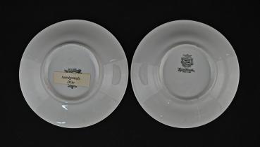 Paar Scherenschnitttellerchen Hausmaler Weimar