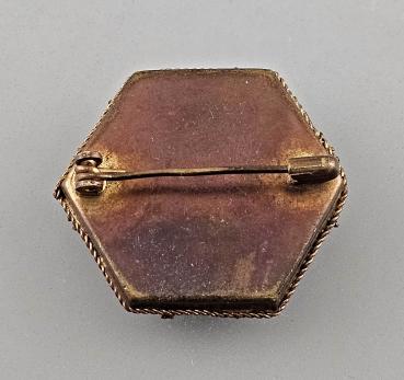 Glasmosaik-Brosche Millefiori Sechseck D3cm