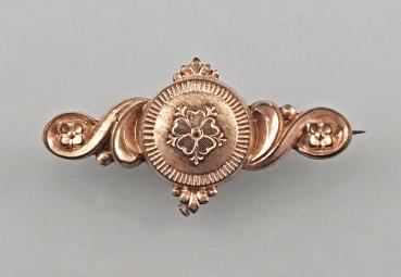 Brosche Historismus feine Gravur 4x2cm