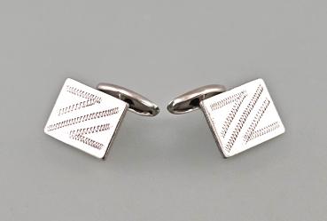 Paar Manschettenknöpfe silberfarben ziseliert Vintage 2x1,4cm