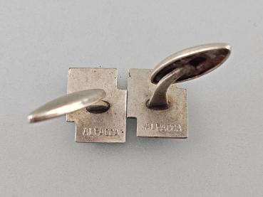Paar Manschettenknöpfe Alpacca-Silber Art déco Vintage 1,5x1,2cm