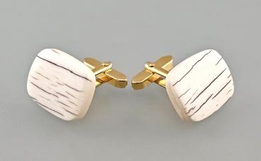 Paar Manschettenknöpfe Bakelit marmoriert Vintage 1,8x2,3cm