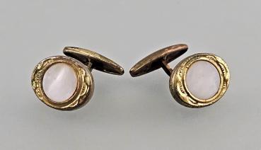 Paar Manschettenknöpfe goldfarben Perlmutt um1920 Vintage 1,5x1,2x1cm