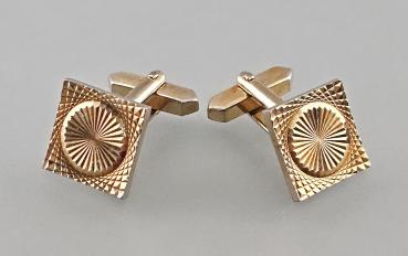Paar Manschettenknöpfe geometrisches Dekor Vintage 1,5x1,5cm