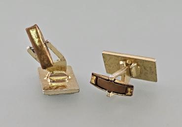 Paar Manschettenknöpfe vergoldet Bicolor Vintage 2x1,3cm