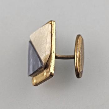 Paar Manschettenknöpfe schwarz-weiß Perlmutt Vintage 2,5x1,5cm bestoßen
