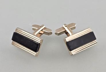 Paar Manschettenknöpfe Vintage schwarz Bakelit 2,2x1,2cm